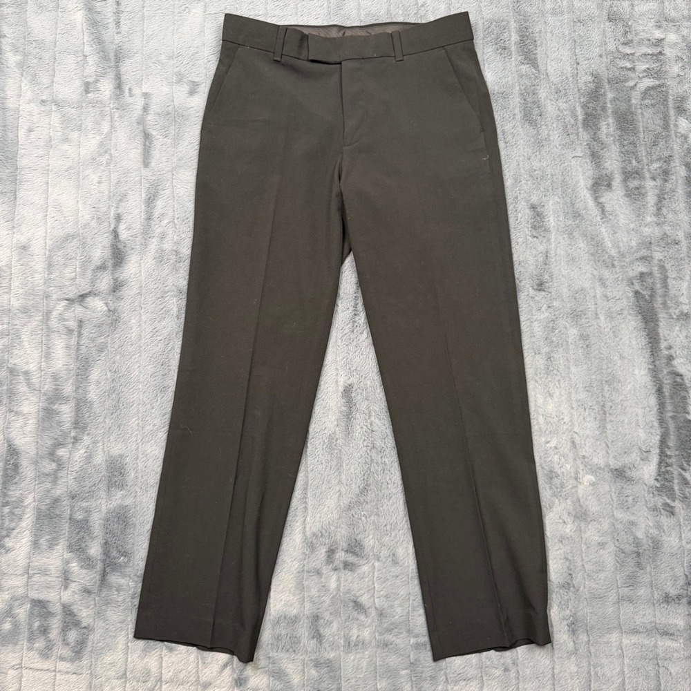 Calvin Klein Boys 12 Husky Black Dress Pants Flat Front Straight Leg K841207